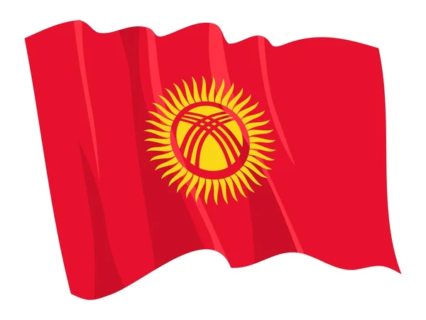 Politiska viftande flagga Kirgizistan — Stock vektor