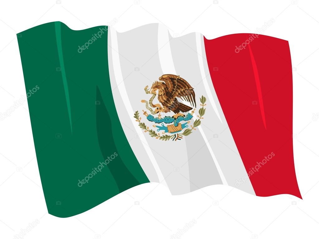 Political waving flag of Mexico