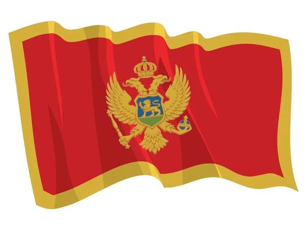 Bandera política ondeante de Montenegro — Vector de stock