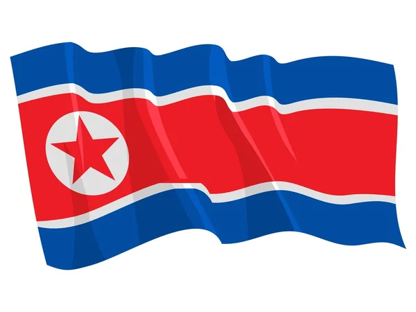 Nordkoreas flagga för politiska viftningar — Stock vektor