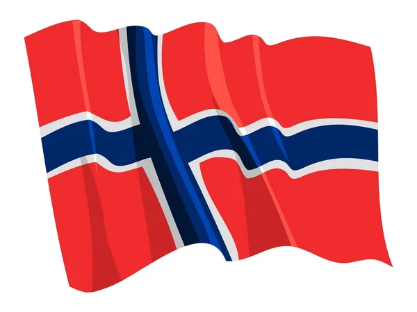 Πολιτική κυματιστή σημαία της Νορβηγίας — Διανυσματικό Αρχείο