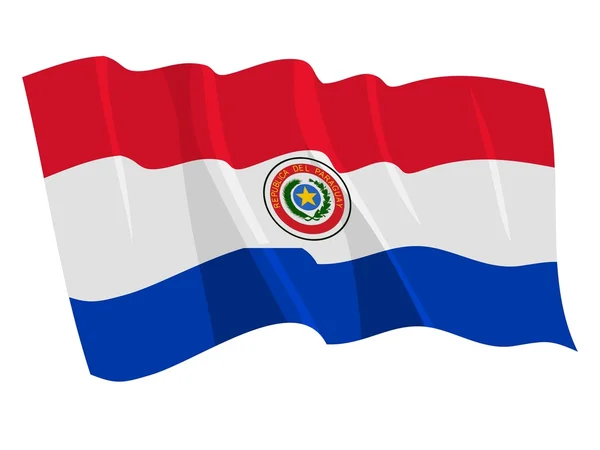 Bandiera politica sventolante del Paraguay — Vettoriale Stock
