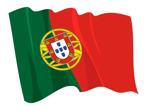 포르투갈의 정치적 흔들리는 깃발 — 스톡 벡터