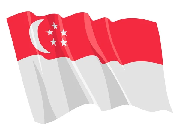 Bandera política ondeante de Singapur — Vector de stock