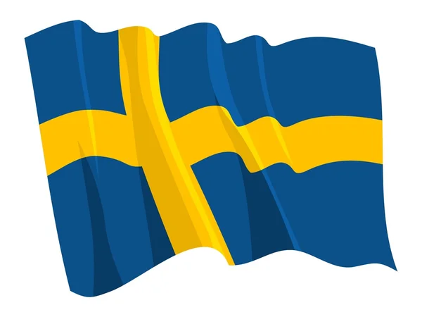 스웨덴의 정치적 흔들리는 깃발 — 스톡 벡터