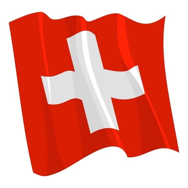 Flaga polityczna Szwajcarii machająca — Wektor stockowy