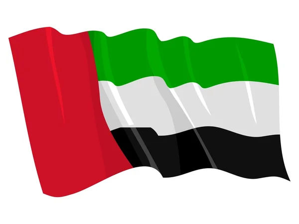 Bandera política ondeante de los Emiratos Árabes Unidos — Vector de stock