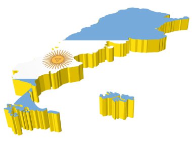 vectors 3D map of Argentina clipart