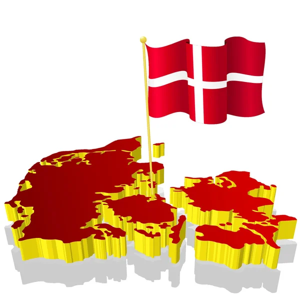 Norvégia háromdimenziós képtérképe a nemzeti zászlóval — Stock Vector