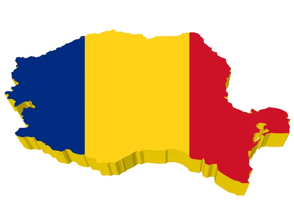 Vettoriali mappa 3D di Romania — Vettoriale Stock