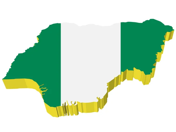 Vectoren 3D kaart van Nigeria — Stockvector