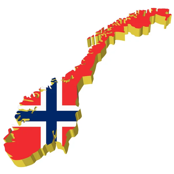 ノルウェーのベクトル3D地図 — ストックベクタ