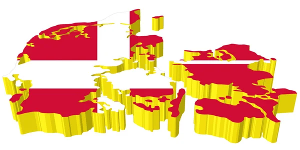 Vektory 3D mapa Dánska — Stockový vektor