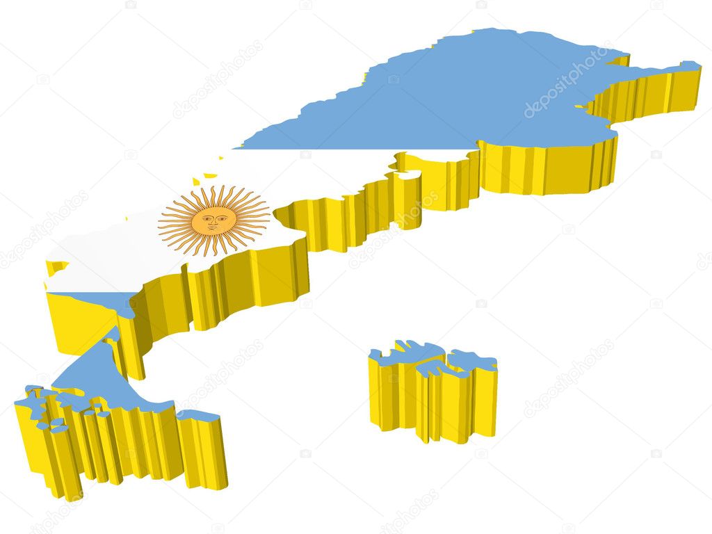 vectors 3D map of Argentina