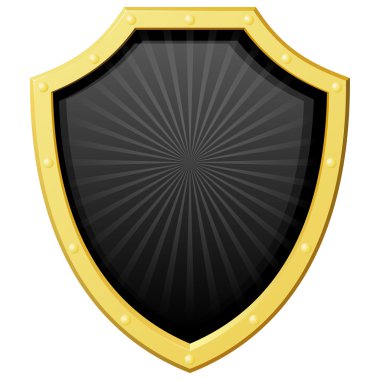 Vector illustration golden shield with a dark background and the clipart