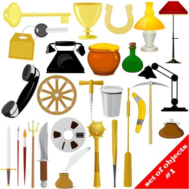 Illustration of a set of objects. EPS10 clipart