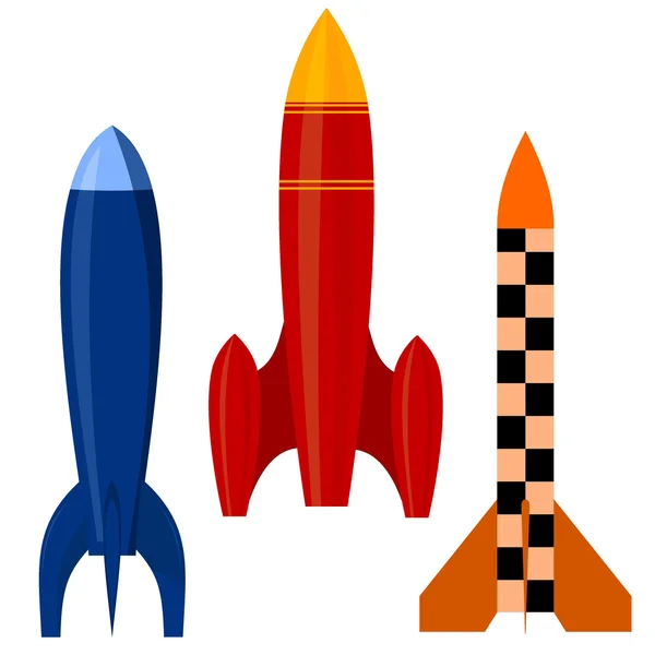 Ilustración vectorial de un conjunto de cohetes. EPS10 — Vector de stock