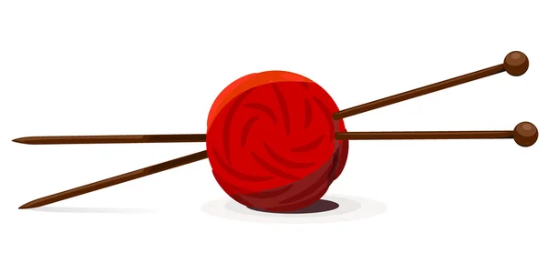 Vector illustration of wool ball and knitting needles — Stock Vector