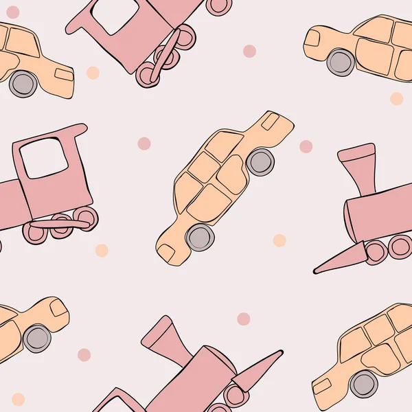 Sömlös textur med barnbilar och lok — Stock vektor