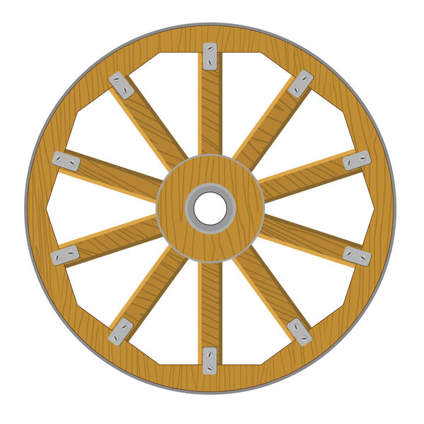 Vector image of a wooden wheel