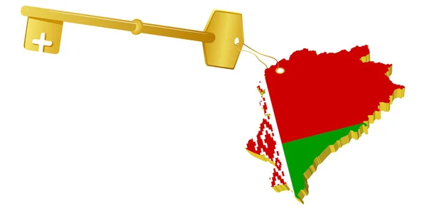Goldener Schlüssel und Schlüsselanhänger Weißrussland — Stockvektor