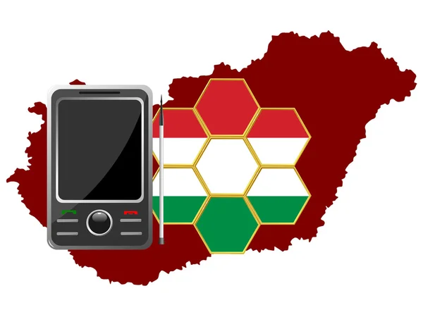 Comunicações móveis Hungria — Vetor de Stock