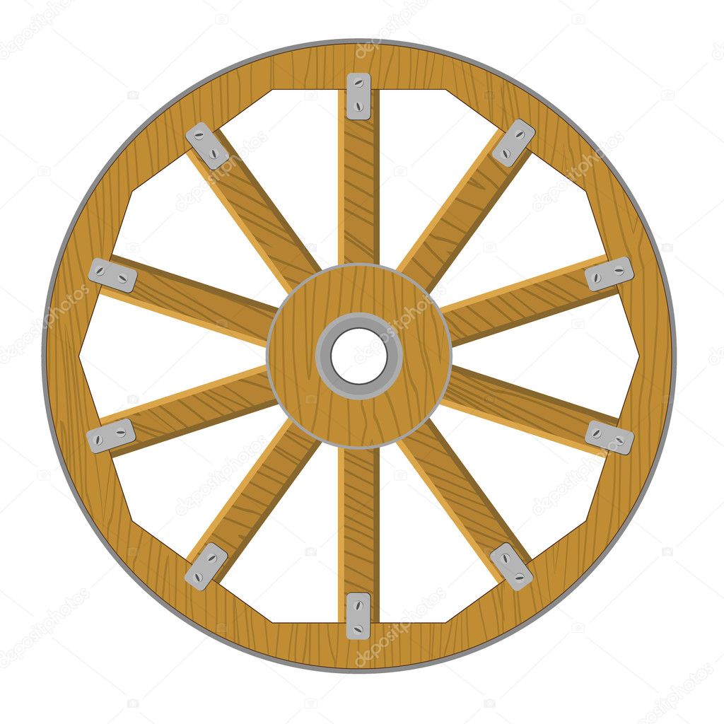 Vector image of a wooden wheel