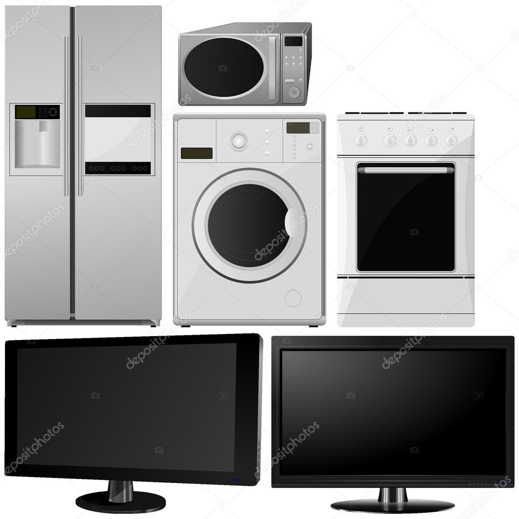 Set of of household appliances. vector