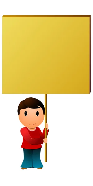 The boy with the message board — Stock Vector