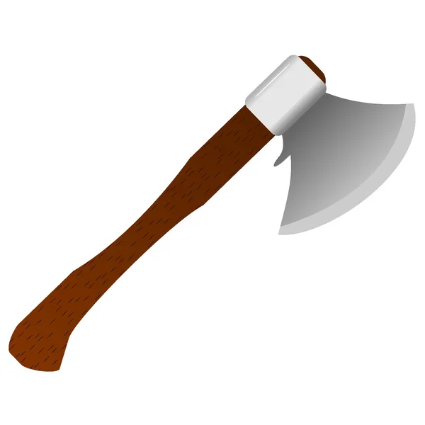Ilustração vetorial de um machado com uma pega de madeira — Vetor de Stock