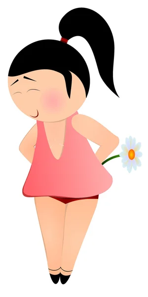 Vektor illustration av liten flicka med en blomma — Stock vektor