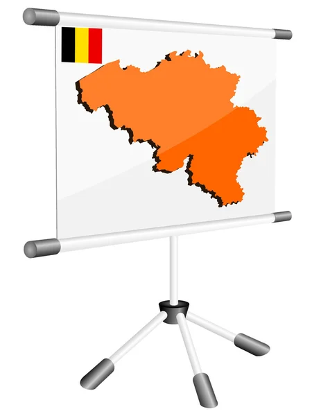 Vector display with a silhouette map of Belgium — Stock Vector