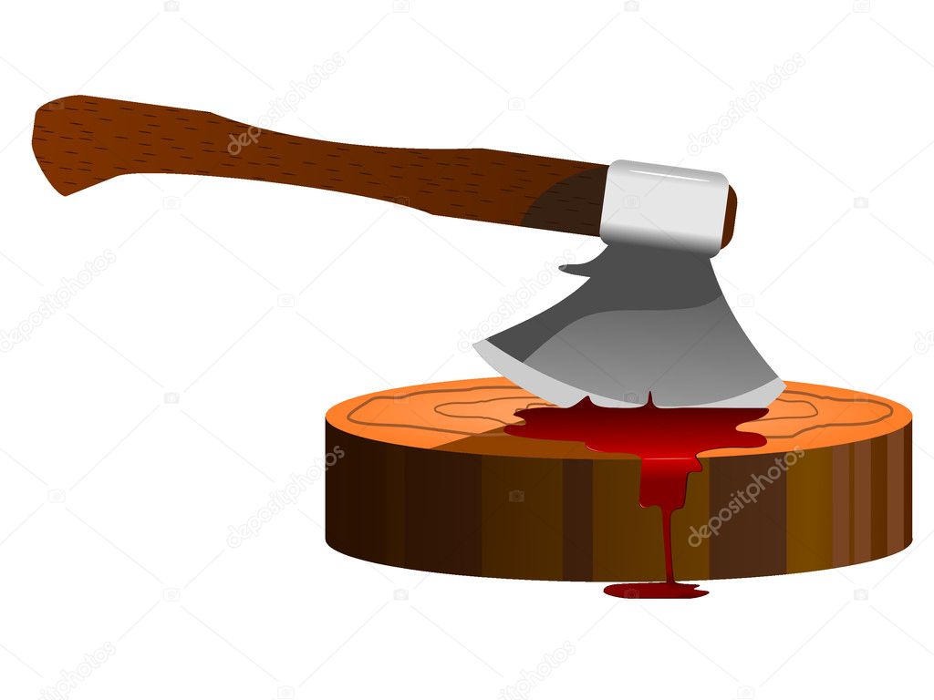 vector illustration of an ax and a slaughterhouse