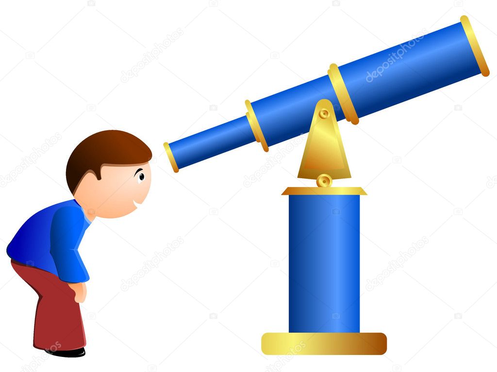 Vector illustration of a boy and a telescope