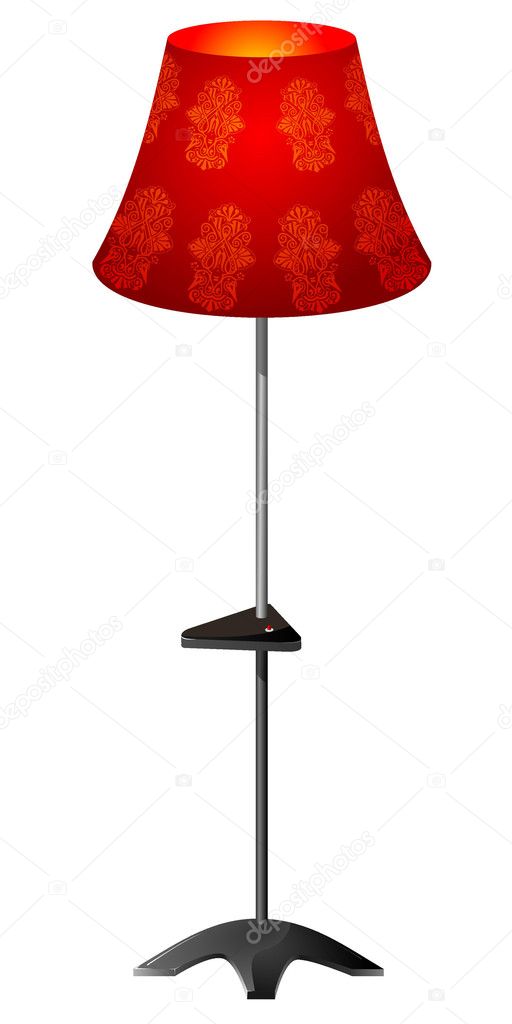 Red floor lamp. Vector