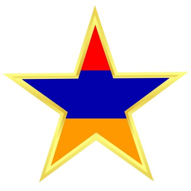 Gold star with a flag of Armenia clipart