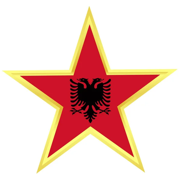 Золотая звезда с флагом Албании — стоковый вектор