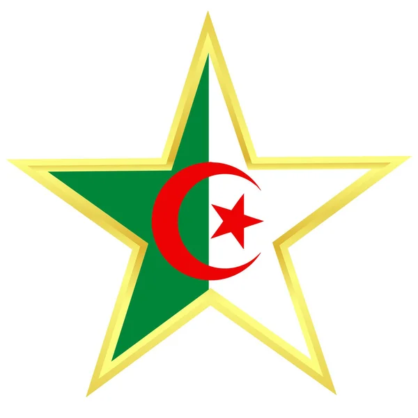 Cezayir bayrağı ile altın yıldız — Stok Vektör
