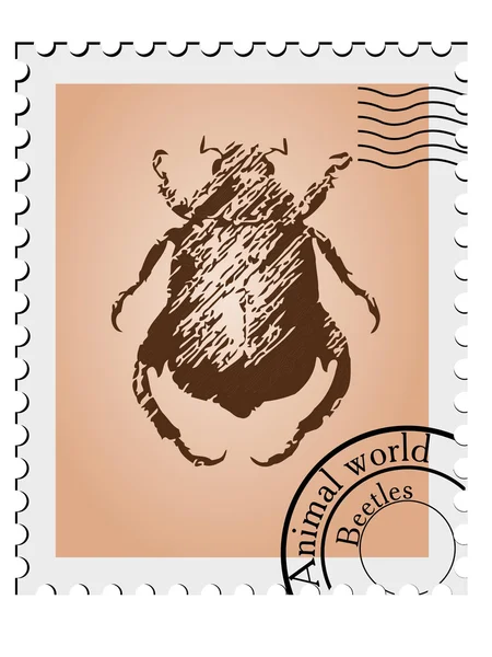 Vector stamp with a picture of a beetle — Stock Vector