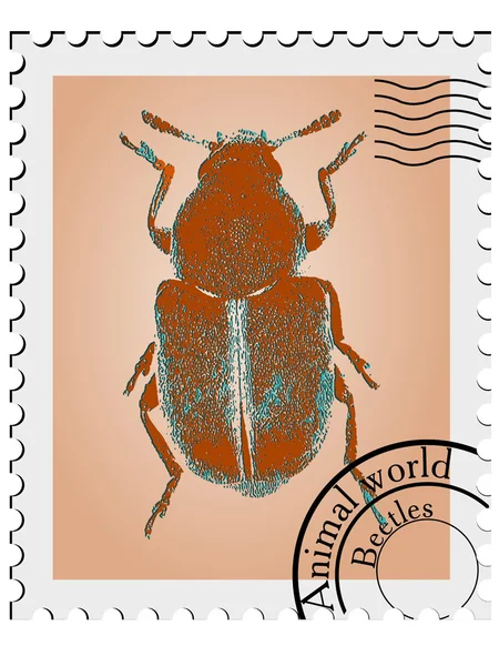 Vector stamp with a image of a beetle — Stock Vector