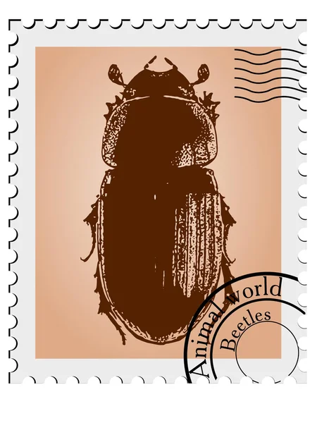 Vector stamp with a illustration of a beetle — Stock Vector