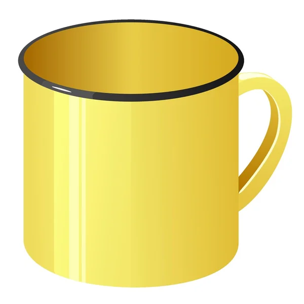 Ilustración vectorial de una taza de esmalte amarillo — Archivo Imágenes Vectoriales