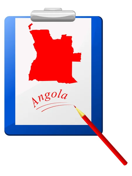 Vektorillustration der Zwischenablage mit einer Karte von Angola — Stockvektor