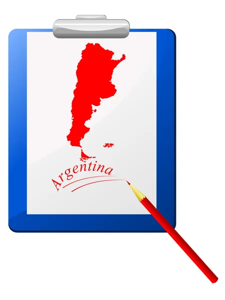 Vector illustration of the clipboard with a map of Argentina — Stock Vector