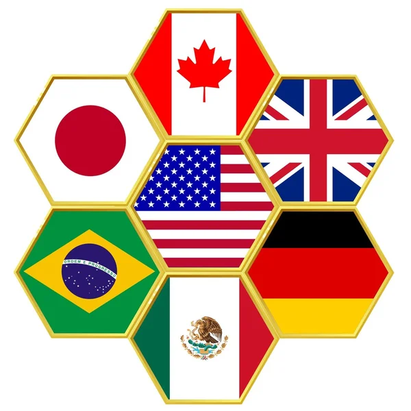 Immagine vettoriale del pettine con bandiere nazionali — Vettoriale Stock