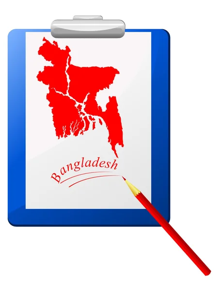 Vektorillustration der Zwischenablage mit einer Karte von Bangladesch — Stockvektor