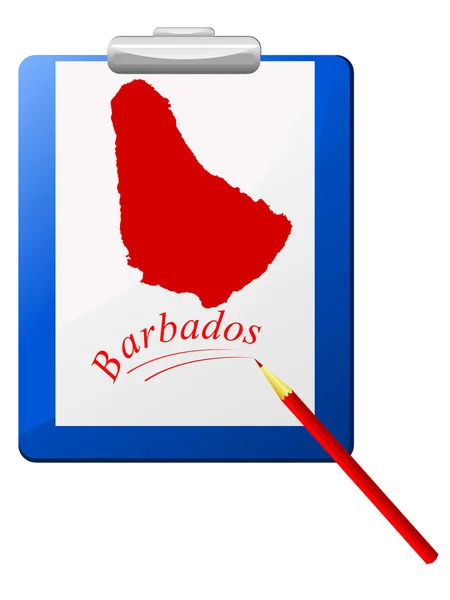 Εικονογράφηση διάνυσμα του πρόχειρου με ένα χάρτη των Μπαρμπάντος — Διανυσματικό Αρχείο