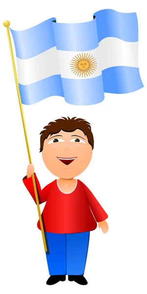 Illustrazione vettoriale di un ragazzo con la bandiera di Argentina — Vettoriale Stock