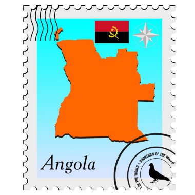 Angola 'nın resim haritalarıyla birlikte vektör damgası