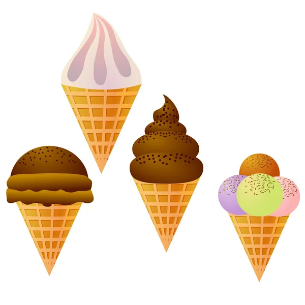 Set of vector images of ice cream — Stock Vector